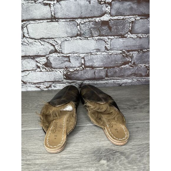 Sabah Baba Big Bend Olive Shearling Bronze Slippers Mules Flats Women 36EU/6M US - Picture 9 of 16